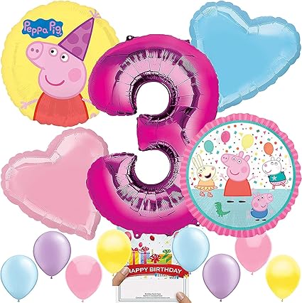 Amazon Com Suministros De Fiesta De Peppa Pig Globo De Decoracion Para 3er Cumpleanos Toys Games