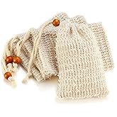 Soap Bag, Natural Sisal Soap Saver Bag Pouch Mesh Net Waste Plastic-Free Exfoliating Foaming and Drying Soap Holder for Shower (4 Pack)