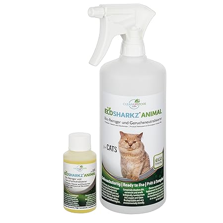 Geruchsneutralisierer Spray für Katzen - natürlicher Katzenurin Entferner - gegen Katzenklo Geruch (50ml Konzentrat ergeben 1
