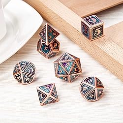 DNDND Metal D&D Dice Set,7 Pieces Dragon Scale