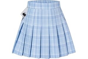 SANGTREE Women Girls Pleated Skirts with Shorts, Elastic Waist Uniform Plus Size Tennis Casual Skirt, 2 Years - US 4XL
