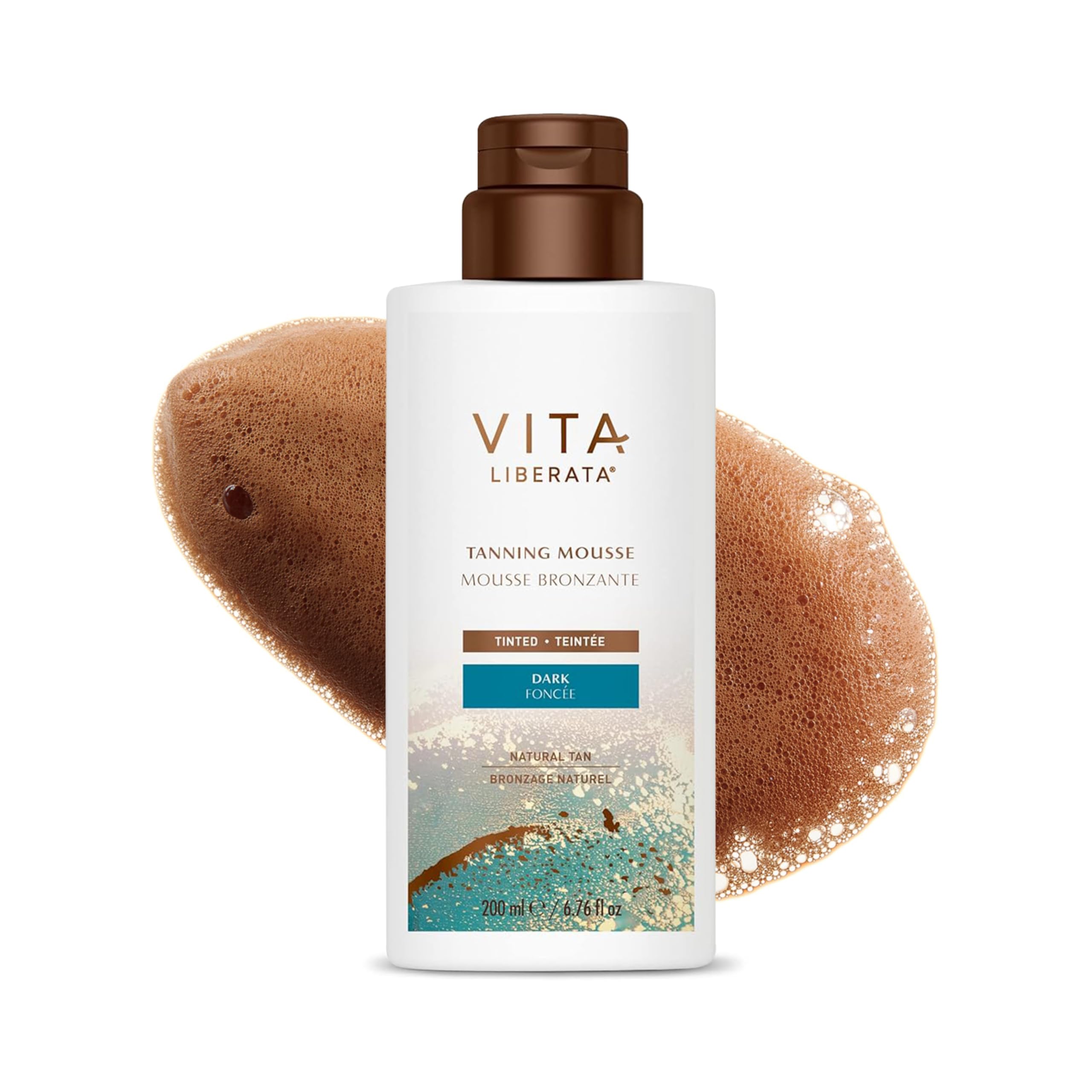 Photo 1 of VITA LIBERATA Tinted Self Tanner Mousse - Dark 6.76 fl oz, Lightweight & Fast Drying Formula, Tinted For Easy Application, Lasting Tan, Formulated with Organic Aloe Vera & Hyaluronic Acid