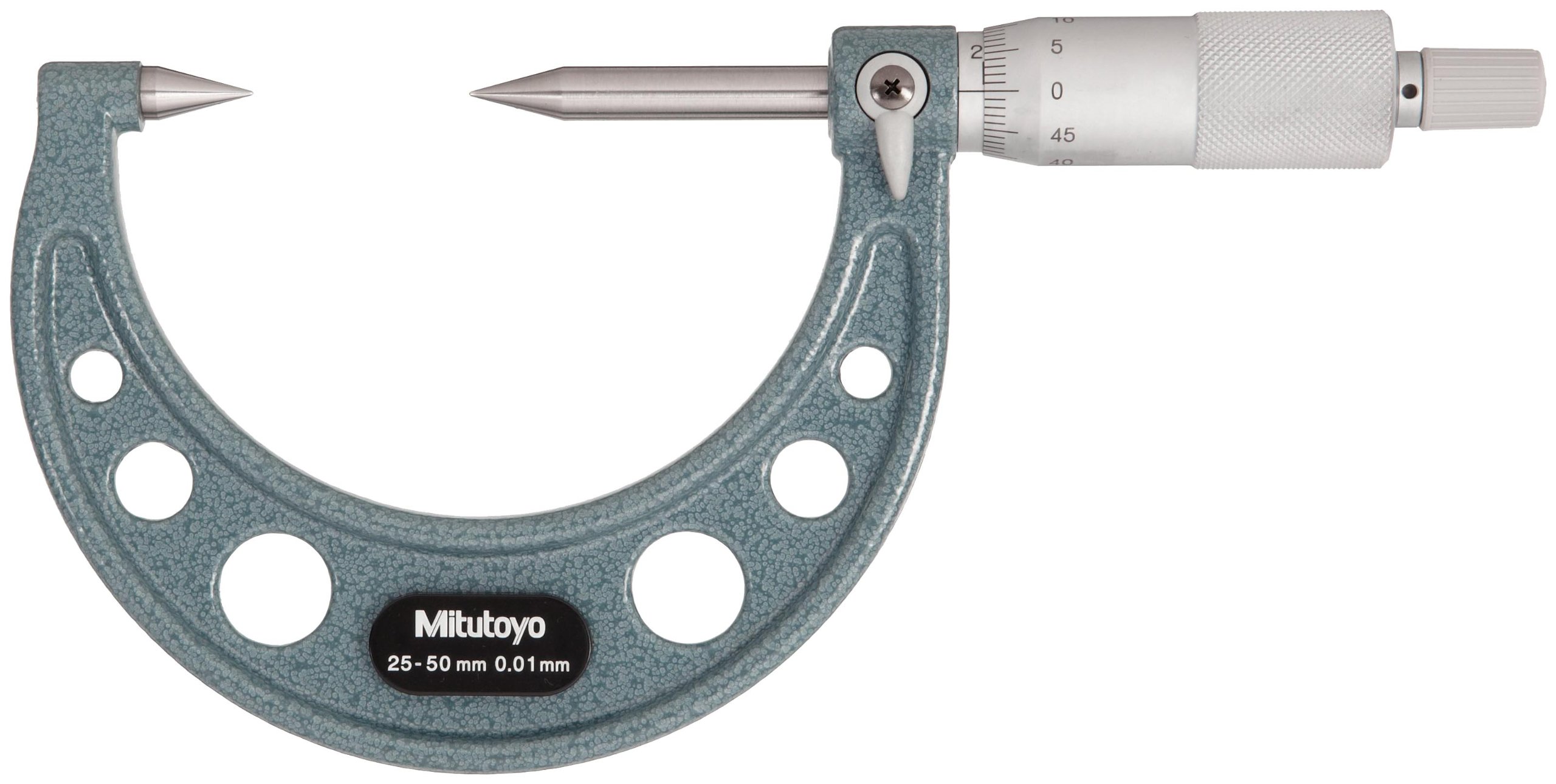 Mitutoyo 112-202 Series 112 Point Micrometre, 30 Degree, 25 mm-50 mm Range, 0.01 mm Graduation