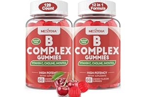 NEXTDIA Vitamin B Complex Gummies, Vegan Vitamin B Gummies with 2000 mcg Methyl B12, Methyl Folate | Plus Choline + Inositol, Vitamin C + Zinc for Supports Energy, Mood, Immune, Healthy Hair, Skin - 120 Cts
