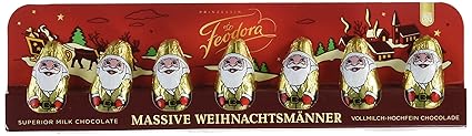 Feodora Massive Weihnachtsmännchen aus Vollmilch-Schokolade im Stehschuber, 2er Pack (2 x 56 g)