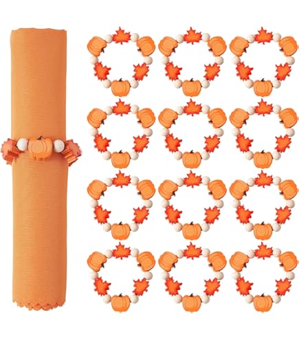 Mokylor Lot De 8 Ronds De Serviette En Métal En Forme De Feuilles D'érable Pour La Saison Des Récoltes, Thanksgiving, Décoration D'automne