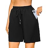 Quenteen Women's Athletic Shorts High Waisted Bermuda Casual Cotton Sweat Short Running Walking