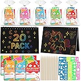 GOLDGE 20 Pack Rainbow Scratch Notebook, Scratch Art Party Favors for Kids, Bulk Goodie Bags Stuffers Girls Boys, Classroom Prizes Return Gifts for Birthday Party, Christmas Halloween Art Craft