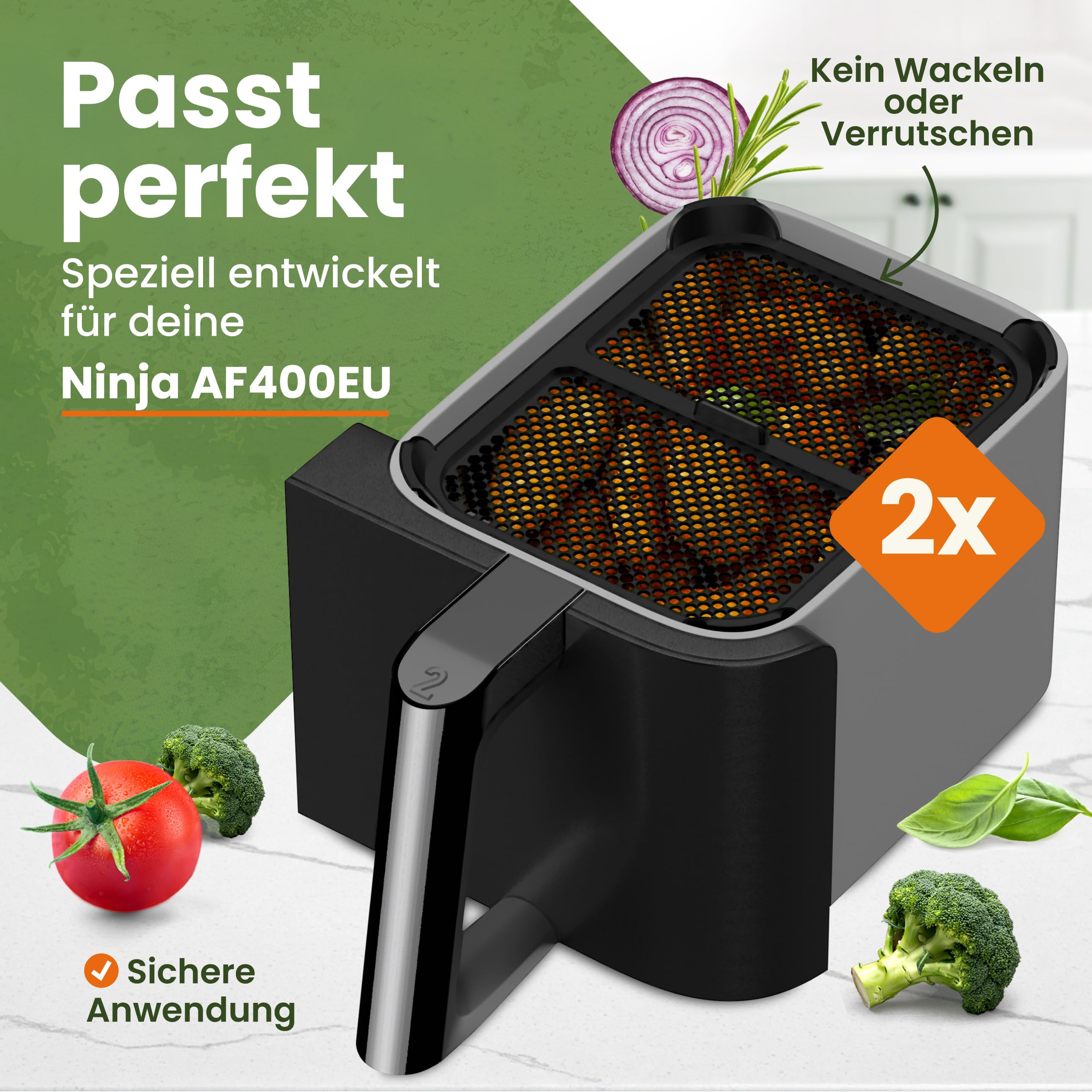 KRUSTENWERK® 2x Premium Spritzschutz Ninja AF400EU | Spritzschutz Airfryer Ninja [TESTSIEGER] Ninja Heißluftfritteuse Zubehör für Ninja Foodi Max Dual Zone | Airfryer Zubehör E-Book 150 Rezepte 3