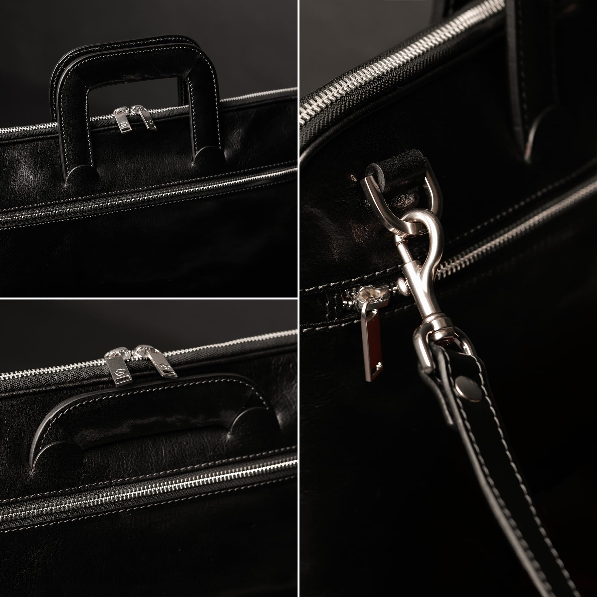 Time Resistance Slim Leather Briefcase - Italian Handmade Leather Computer Bag - Briefcase for Men and Women - Laptop Bag