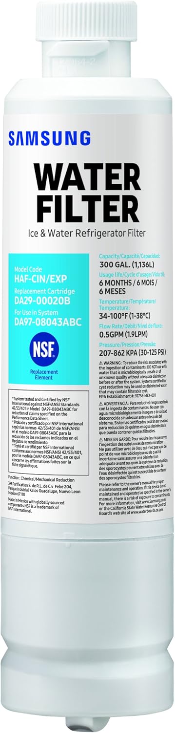 Samsung Electronics HAFCIN Samsung DA29-00020B Refrigerator Water Filter, 3 Pack, White: Kitchen & Dining