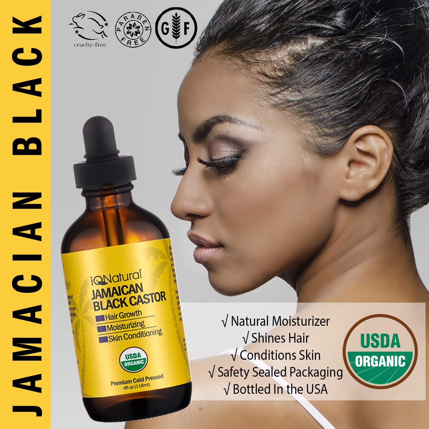Jamaican Black Castor Oil USDA Certified Organic for Hair Growth and Skin Conditioning [SCENT REGULAR]- 100% Cold-Pressed 4oz Bottle : Beauty