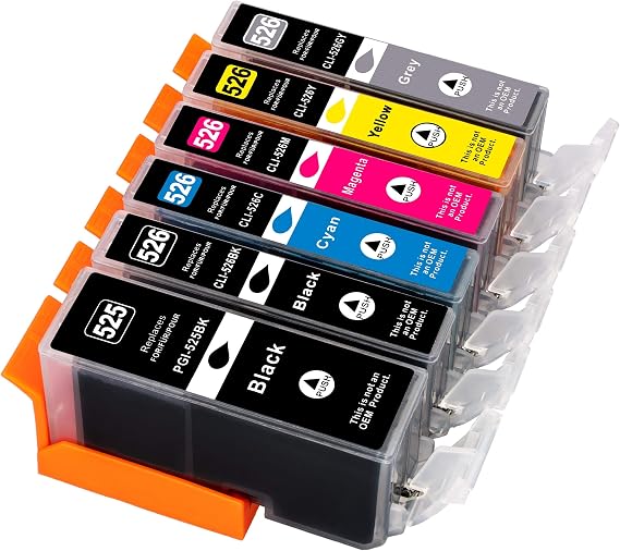 Pack De 6 Cartuchos De Tinta Para Canon MG Y PIXMA – Incluye Gris, Compatible Con Varios Modelos