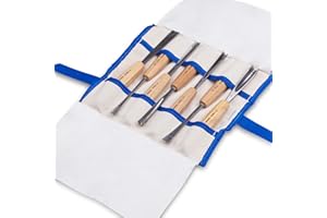Schaaf Wood Carving Tools, 7pc Expansion Chisel Set with Canvas Case | Full Size Gouges for Beginners, Hobbyists and Professionals | Sharp, Quality-Tested CR-V 60 Steel Blades (Premium Hand Sharpened)