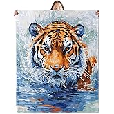 xmwjfd Majestic Tiger Blanket, Cozy Plush Bold Artistic Tigers in Water Throw Blanket for Couch Bedroom Outdoor, Lightweight Soft Flannel Travel Blankets, Gifts for Women Adults, Warm Decor 50"×60"