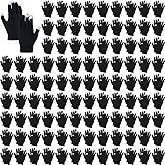 Handepo 100 Pairs Winter Touchscreen Gloves - Magic Stretch Knitted Texting Gloves for Men Women Adults - Bulk Black