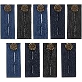 TOODOO 9 Pieces Waistband Extender with Metal Button Adjustable Waist Extenders for Pants Jeans Trousers Skirt Denim Pants Men Women (Black, Blue and Deep Blue)