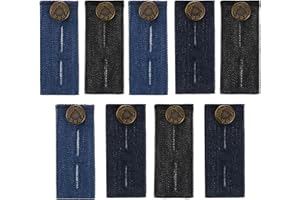 TOODOO 9 Pieces Waistband Extender with Metal Button Adjustable Waist Extenders for Pants Jeans Trousers Skirt Denim Pants Men Women (Black, Blue and Deep Blue)