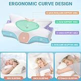 Elviros 2 Pack Cervical Memory Foam Pillow for Neck Pain Blue 2 Heights view 3