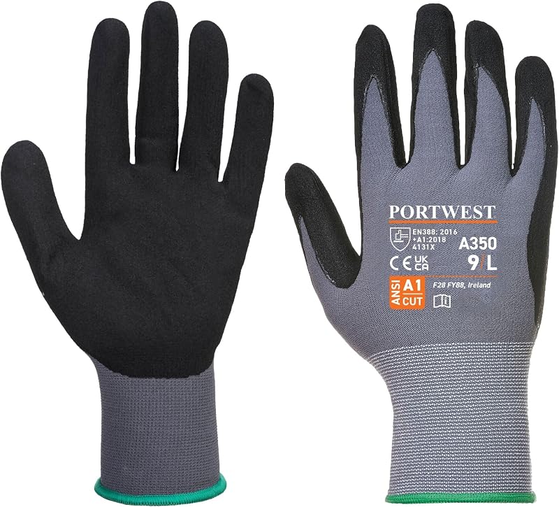 Portwest A350 Flexible DermiFlex Glove Black X Large Nitrile Foam Palm