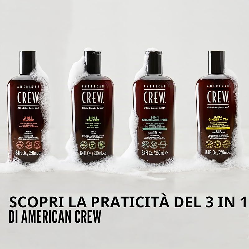 – 3 in 1 zenzero e tè shampoo, balsamo & Body Wash, 250 ml, shampoo e gel doccia per uomini, prodotto per la pulizia quotidiana di corpo e capelli
