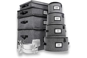 Homelux Theory 8pcs Hard Shell China Storage Containers, Mug Storage, Wine Glass, Utensils, & Plate Storage Containers with L