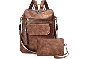 OPAGE Leather Backpack Purse for Women Fashion Designer Ladies Shoulder Bags Travel Backpack With Wristlet