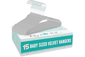 Baby Nest Designs Kids Plastic Velvet Hangers for Closet, Children Non-Slip Hangers Dividers for Nursery Closet Organizer, Grey - Pack of 15