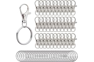 Hapeper Metal Swivel Snap Hooks with Split Key Rings Keychain for Lanyards Jewelry Findings (60 Pieces)