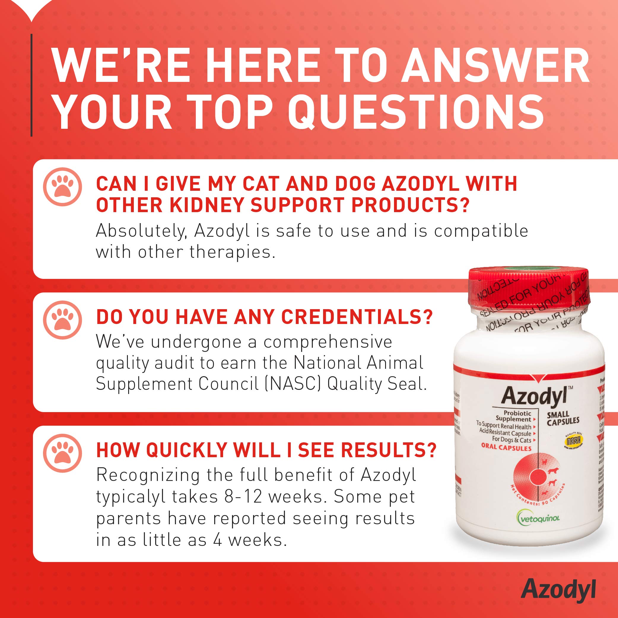 Vetoquinol Azodyl Kidney Health Supplement for Dogs & Cats, 90ct