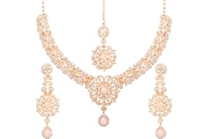 Touchstone Indian jewelry sets for womens bollywood set bridal jewellery necklace earrings artificial accessories desi punjabi wedding maang tikka in gold or white or silver tone for women