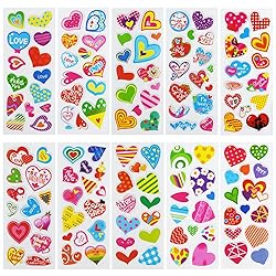 24 Sheets(350+) Heart 3D Puffy Stickers for