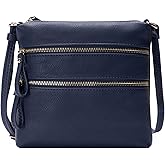 Solene Small Multi Zipper Pocket Crossbody Bag with Adjustable Strap, Lightweight Travel Purse, Daily Small Messenger Pouch