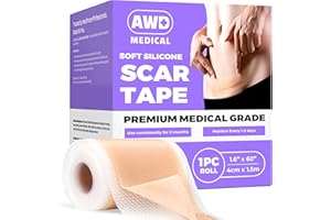 AWD MEDICAL AWD Silicone Scar Tape Roll 60in – Medical Grade Scar Tape for Surgical Scars, C Section, Tummy Tuck – Reusable Silicone Scar Sheets for Keloid Bump Removal & Postpartum Essentials (60in)