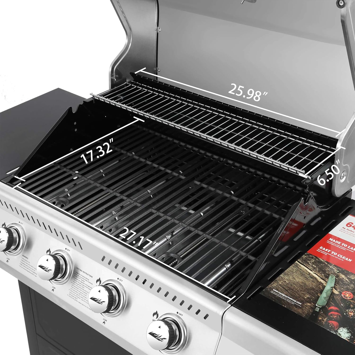 Royal Gourmet GA4400T Stainless Steel 4-Burner BBQ Liquid Propane Gas Grill, 40,000 BTU Cart Style Perfect Patio Garden Picnic Backyard Barbecue Grill with Side Tables: Garden & Outdoor