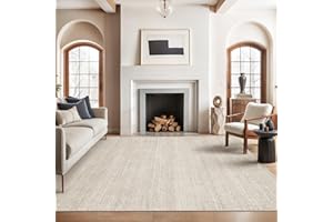 Valenrug Washable Rugs 8x10 - Stain Resistant 8x10 Area Rugs for Living Room, Non Slip Backing Printed Large Area Rugs for Bedroom, Folable Machine Washable Area Rug (8'x10', Beige)