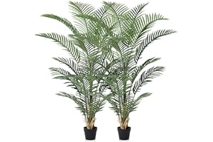 VeriNatural Artificial Palm Tree, 5FT Tall Fake Palm Trees with UV Resistant Leaves, Potted Faux Areca Palm Plant for Indoor Outdoor, Large Floor Plants for Home Living Room Porch Decor, 2Pcs - VN125
