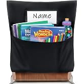JoyCat Classroom Chair Pockets, Student Seat Storage, 1 Pack, Black | Large Capacity Chairback Buddy Organizer with Deep Pocket &amp; Name Tag Slot, for Books, Folders &amp; School Supplies