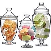 Amazing Abby - Admire - Plastic Apothecary Jars (3-Piece Set, 60/46/40 oz) (NOT Glass), Acrylic Jars with Lids, Bathroom Canisters, Candy Buffet, Wedding Display, BPA-Free and Shatter-Proof