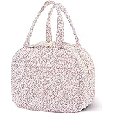 WOBAGMEN Quilted Lunch Box for Women,Lunch Box for Teen Girls,Cute Floral Lunch Bags for Work, School,Office,Picnic,Travel (pink floral)