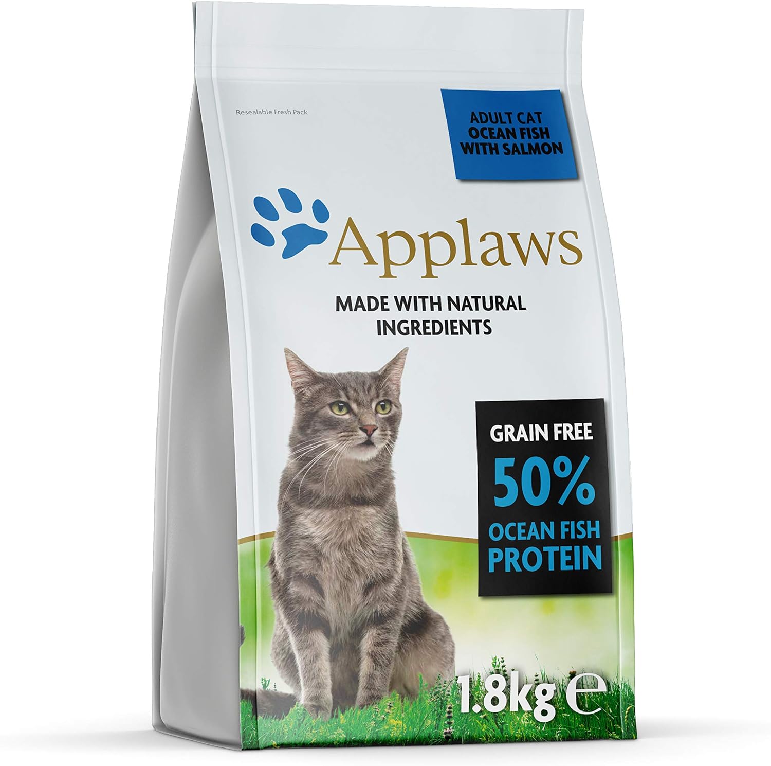Applaws Complete and Grain Free Dry Cat Food, Adult Ocean Fish with Salmon, 1.8kg (Pack of 1), 1.8 kg (Pack of 1)
