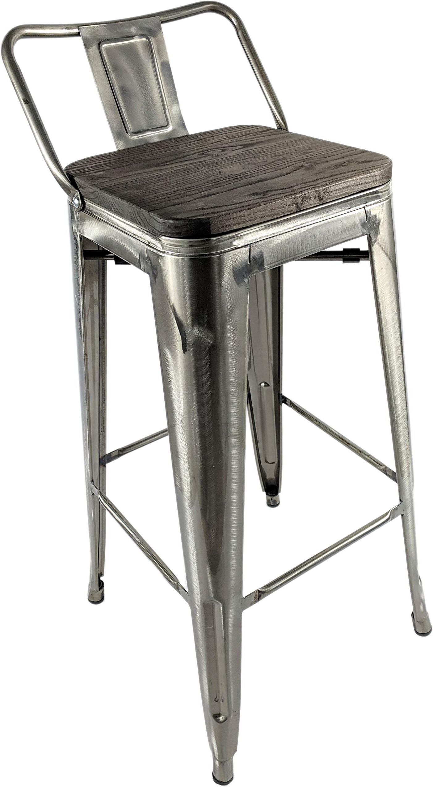 Household Discount SOLD OUT! DO NOT BUY! New Tolix Brushed Steel Metal French Bistro Stool With Back and Wood Seat. Pauchard Retro Cafe Bar.