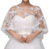Ayliss Women Lace Wedding Shawls Wrap Bridal Embroidered Shrug Bolero Cape Shoulder Covers Up Evening Prom Party Dress