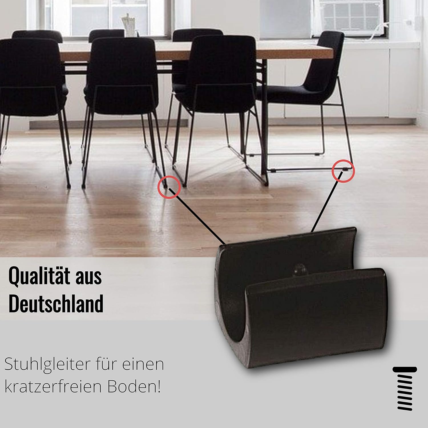 4x Klemmschalengleiter Stuhlgleiter Kunststoff mit 1 Zapfen schwarz f/&uuml;r Rundrohre