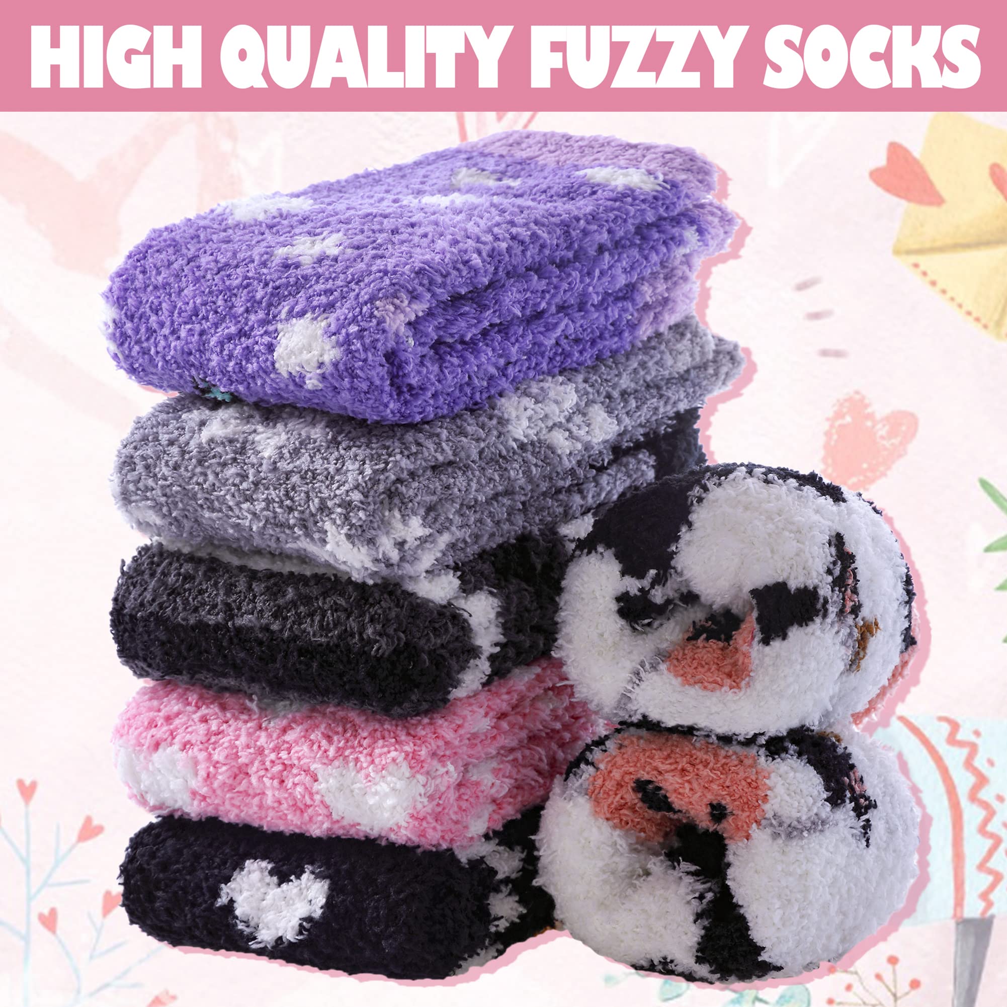 DYW Fuzzy Socks for Women Soft Cozy Fluffy Winter Warm Slipper Socks Home Sleeping Animal Socks