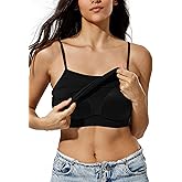 ZeroBound Camisole Built in Shelf Bra Tank Top - Basic Square Neck Halter Tops for Women, Spaghetti Strap Cami Tank Tops