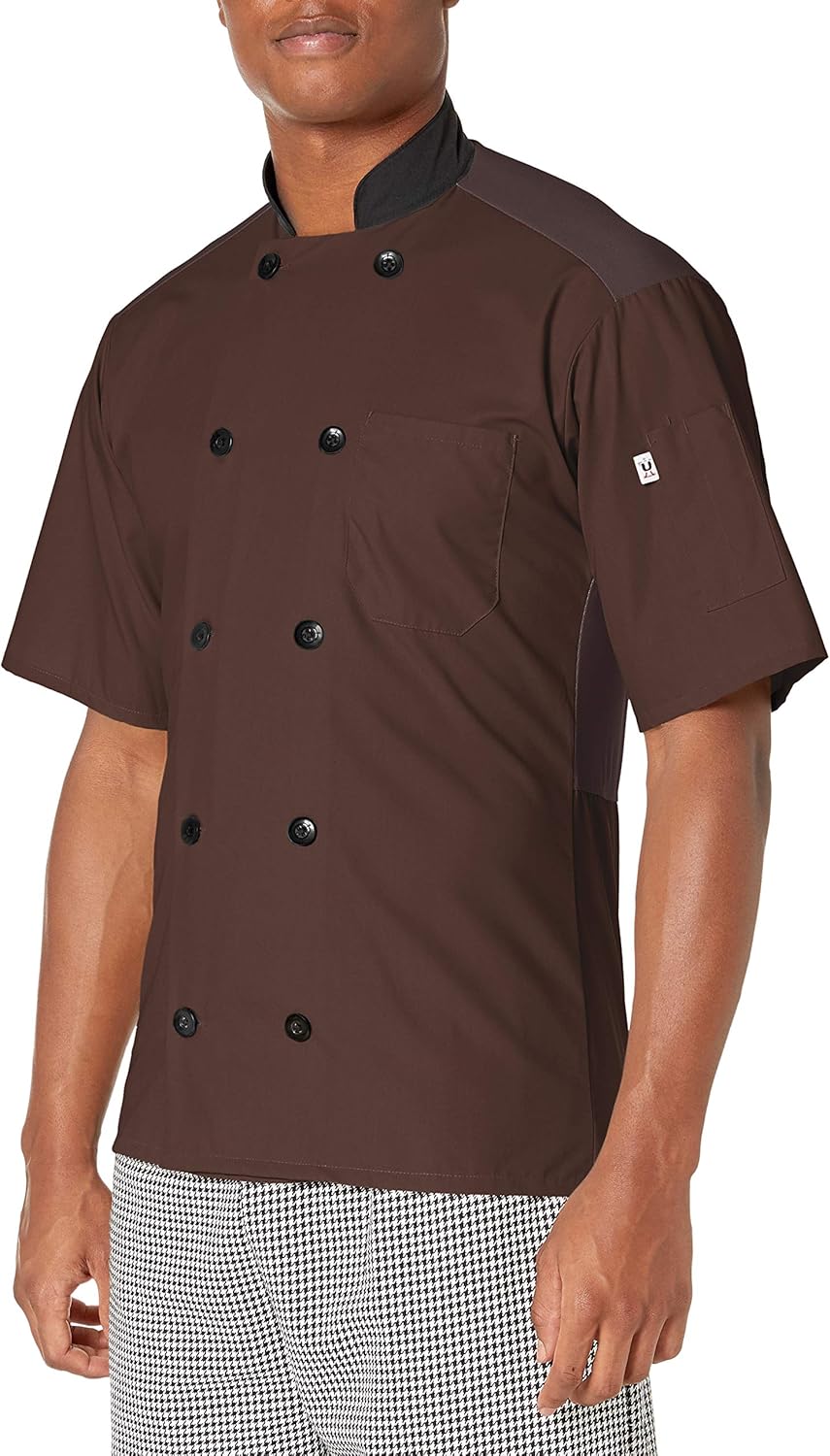 Uncommon Threads Women's Havana Chef Coat Ss Mesh Blk TRM: Clothing