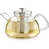 Teabloom Balance Borosilicate Glass Tea Kettle & Teapot – Stovetop-Safe, 40oz – Deep Loose Tea Infuser for Hot & Iced Tea – Elegant & Versatile Design for Tea Connoisseurs