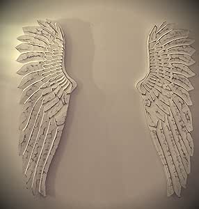 Gran par de alas de ángel – tallado a mano de madera, decoración de la