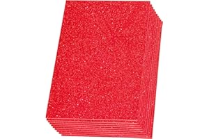 SALEMAR Red Sticky Glitter Foam Sheets for Craft, 10 Packs Thick Self-Adhesive Sparkle EVA Paper Stickers for School Projects, 30 x 20cm